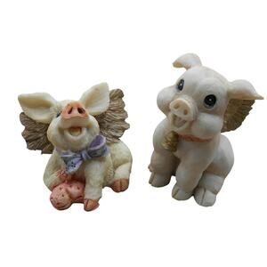 Vintage Winged Flying Pig Ceramic Pigs Lot Artmark